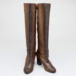 Chanel Multicolor Leather CC Knee Length Boots Size 39.5