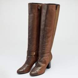 Chanel Multicolor Leather CC Knee Length Boots Size 39.5