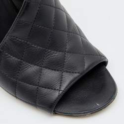 Pre Owned Chanel Black Quilted Leather CC D'orsay Peep Toe Pumps Size 39.5