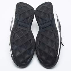 Pre Owned Chanel  Black Suede And Leather  CC Lace Up Sneakers Size 40.5
