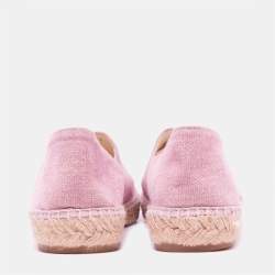 Pre Owned  حذاء إسبادريل شانيل فلات كانفاس وترتر وردي غطاءمقدمة شعار سي سي مقاس 42