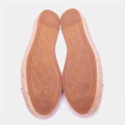 Pre Owned  حذاء إسبادريل شانيل فلات كانفاس وترتر وردي غطاءمقدمة شعار سي سي مقاس 42