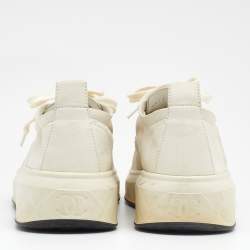 Pre Owned Chanel Off White/Black Leather CC Cap Toe Oxford Sneakers Size 39