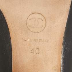 Chanel Black Leather Cap Toe  Ankle Boots Size 40