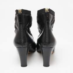 Chanel Black Leather Cap Toe  Ankle Boots Size 40