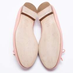 مملوكة مسبقًا Chanel Pink Leather CC Cap Toe Bow Ballet Flats Size 40.5
