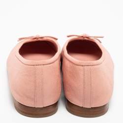 مملوكة مسبقًا Chanel Pink Leather CC Cap Toe Bow Ballet Flats Size 40.5