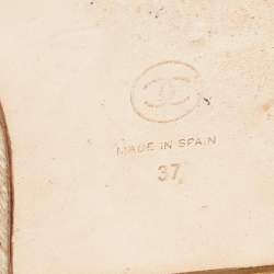 Pre Owned Chanel Black Tweed CC Flat Espadrille Slides Size 37