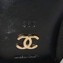 Pre Owned Chanel Black/Gold Tweed And Patent Cap Toe Oxfords Size 38