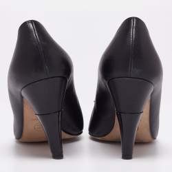 Chanel Black Leather And Patent Camellia  Pumps Size 37