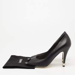 Pre Owned Chanel Black Leather CC Peep-Toe Pumps Size 40.5