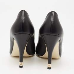 Pre Owned Chanel Black Leather CC Peep-Toe Pumps Size 40.5