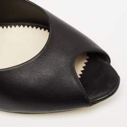 Pre Owned Chanel Black Leather CC Peep-Toe Pumps Size 40.5