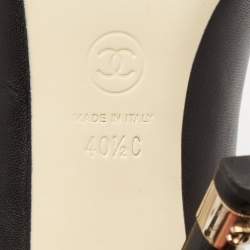 Pre Owned Chanel Black Leather CC Peep-Toe Pumps Size 40.5