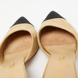 مملوكة مسبقًا Chanel Beige/Black Suede And Canvas Mule Sandals Size 38
