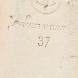 مملوكة مسبقًا Chanel Khaki Canvas CC Wedge Platform Slide Sandals Size 37