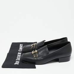 Pre Owned حذاء لوفرز شانيل جلد أسود وصلة سلسلة شعار سي سي سليب أون مقاس 39