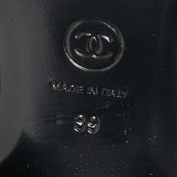 Pre Owned حذاء لوفرز شانيل جلد أسود وصلة سلسلة شعار سي سي سليب أون مقاس 39