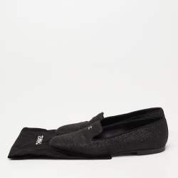 Pre Owned حذاء سليبرز شانيل سموكينغ غليتر أسود مزين سي سي مقاس 38