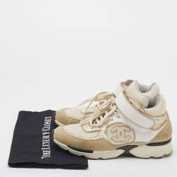 Pre Owned حذاء رياضي شانيل جلد وسويدي متعدد الألوان سي سي بعنق طويل مقاس 39