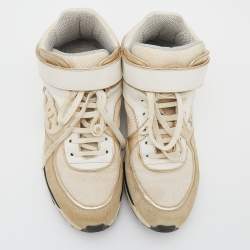 Pre Owned حذاء رياضي شانيل جلد وسويدي متعدد الألوان سي سي بعنق طويل مقاس 39