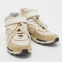 Pre Owned حذاء رياضي شانيل جلد وسويدي متعدد الألوان سي سي بعنق طويل مقاس 39