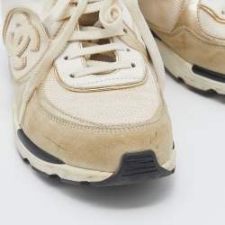 Pre Owned حذاء رياضي شانيل جلد وسويدي متعدد الألوان سي سي بعنق طويل مقاس 39