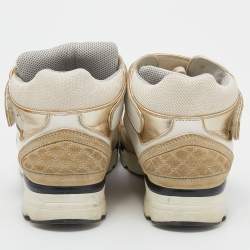 Pre Owned حذاء رياضي شانيل جلد وسويدي متعدد الألوان سي سي بعنق طويل مقاس 39