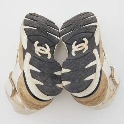 Pre Owned حذاء رياضي شانيل جلد وسويدي متعدد الألوان سي سي بعنق طويل مقاس 39