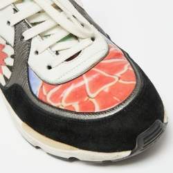 Pre Owned Chanel Multicolor Printed Patent Leather and Suede CC Lace Sneakers Size 36.5