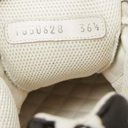 Pre Owned Chanel Multicolor Printed Patent Leather and Suede CC Lace Sneakers Size 36.5