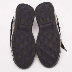 Pre Owned Chanel Black Velvet And Suede CC Sneakers Size 39