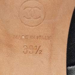 Chanel Black Leather And Fabric CC Ankle Length Boots Size 39.5