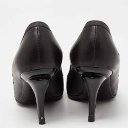 Pre Owned Chanel  Black Canvas And Leather CC Cap Toe Pumps Size 36