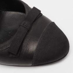 Pre Owned Chanel  Black Canvas And Leather CC Cap Toe Pumps Size 36