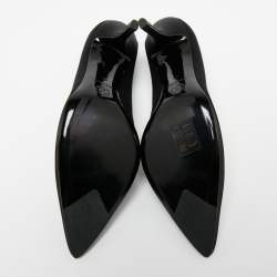 Pre Owned Chanel Black Satin Pointed Toe Pumps Size 41