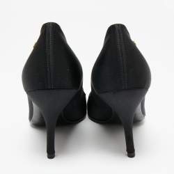 Pre Owned Chanel Black Satin Pointed Toe Pumps Size 41