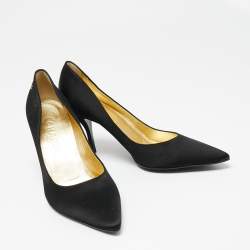 Pre Owned Chanel Black Satin Pointed Toe Pumps Size 41