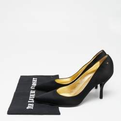 Pre Owned Chanel Black Satin Pointed Toe Pumps Size 41