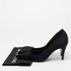 Pre Owned Chanel Black Satin Pointed Toe Pumps Size 40.5