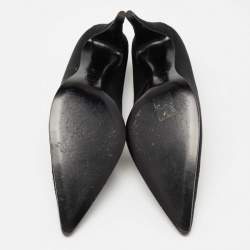 Pre Owned Chanel Black Satin Pointed Toe Pumps Size 40.5