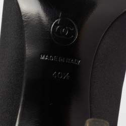 Pre Owned Chanel Black Satin Pointed Toe Pumps Size 40.5