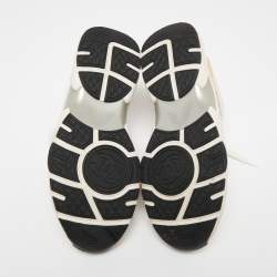 Pre Owned Chanel Multicolor Nylon And Leather CC Logo Lace Up Sneakers Size 38