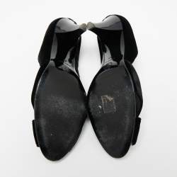 Pre Owned Chanel Black Velvet Cross Strap Peep-Toe Pumps Size 41