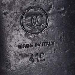 مملوكة مسبقًا Chanel Black Leather Star Embellished Ankle Strap Flat Thong Sandals Size 41