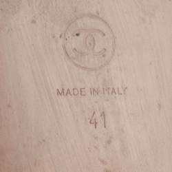 مملوكة مسبقًا Chanel Navy Blue Leather CC Crystal Embellished Flat Thong Sandals Size 41