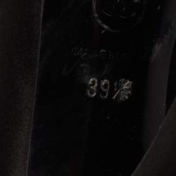 Pre Owned Chanel Black Satin CC Bow Detail Peep Toe Mid Calf Boots Size 39.5