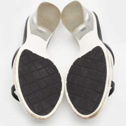 Chanel Black Leather And PVC CC Block Heel Slide Sandals Size 40