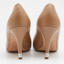 Pre Owned Chanel Beige/Gold Leather Cap Toe CC Pumps Size 40.5