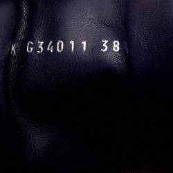 Chanel Blue Quilted Leather CC Combat Boots Size 38